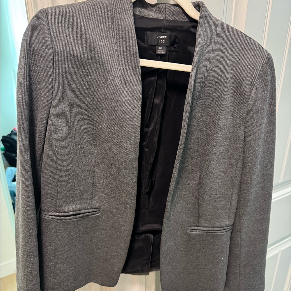 J. Crew Heather Gray Collarless Jacket